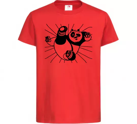 Дитяча футболка Панда По нападає Червоний фото