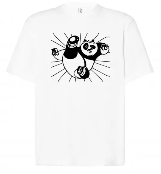 Футболка Оверсайз Панда По нападає Білий фото