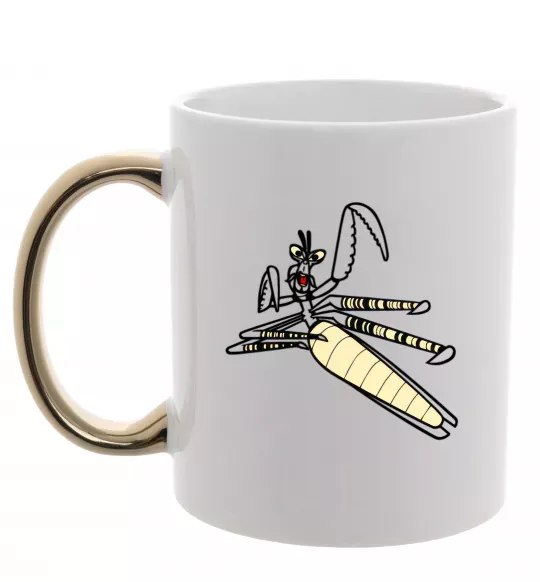 Чашка з кольоровою ручкою Майстер Богомол Золото фото