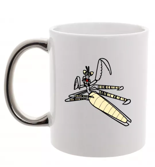 Чашка з кольоровою ручкою Майстер Богомол Срібло фото