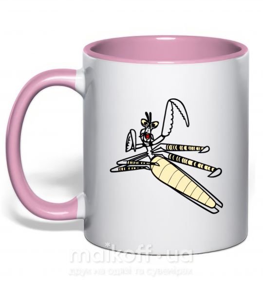 Чашка с цветной ручкой Мастер Богомол Нежно розовый фото