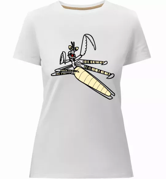 Женская премиум футболка Майстер Богомол Белый фото