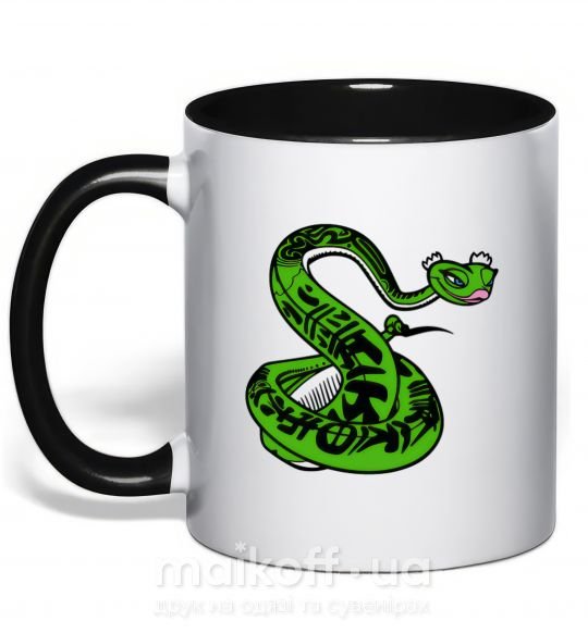Чашка з кольоровою ручкою Мастер Змея Чорний фото