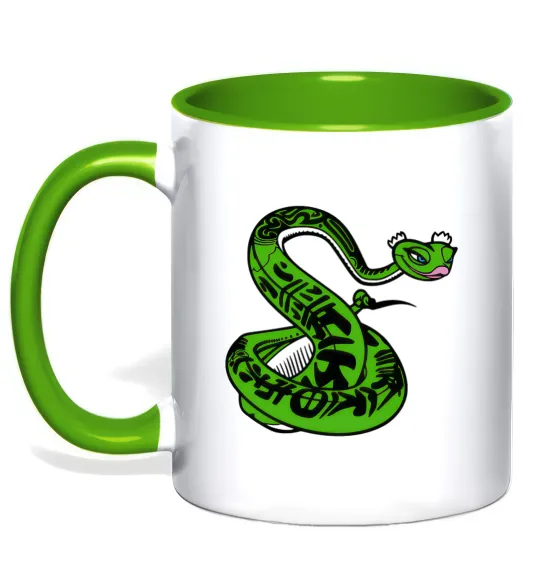 Чашка з кольоровою ручкою Майстер Змія Лаймовий фото
