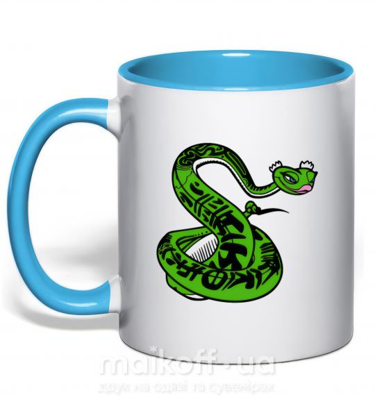 Чашка з кольоровою ручкою Мастер Змея Блакитний фото