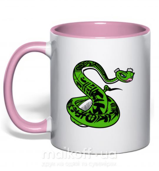 Чашка з кольоровою ручкою Мастер Змея Ніжно рожевий фото