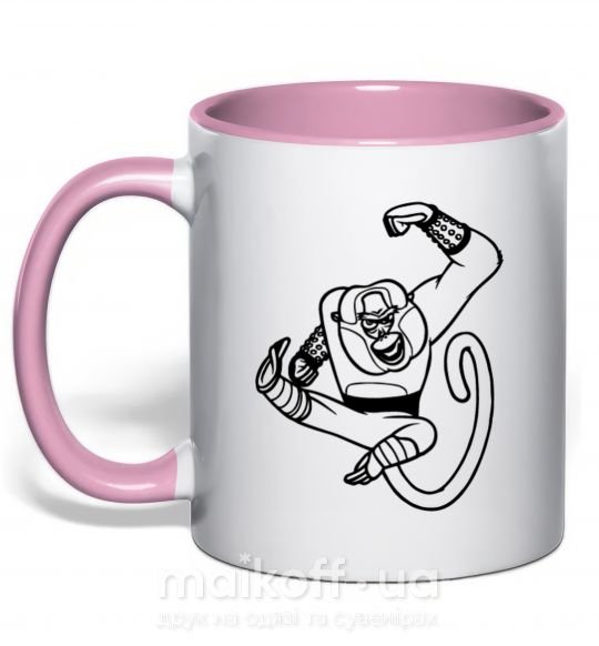 Чашка с цветной ручкой Мастер Обезьяна Нежно розовый фото