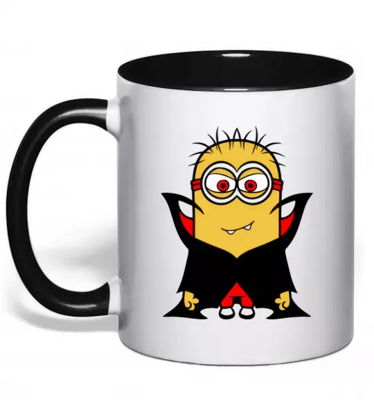 Чашка з кольоровою ручкою Посіпака Дракула Чорний фото