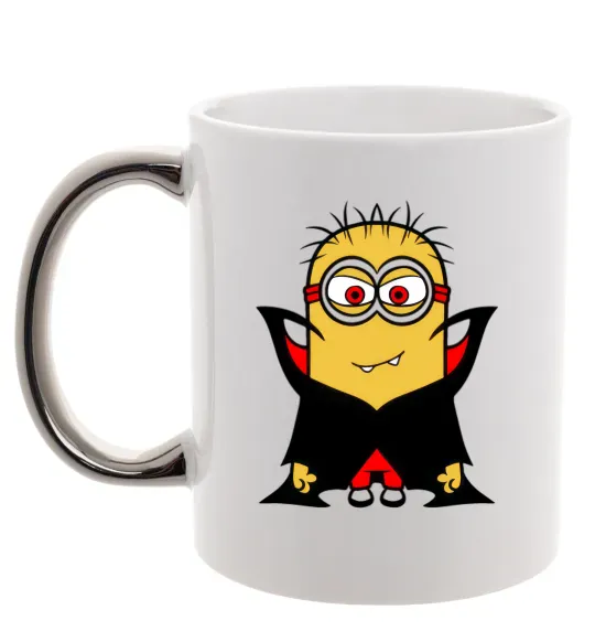 Чашка з кольоровою ручкою Посіпака Дракула Срібло фото