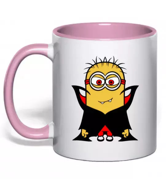 Чашка з кольоровою ручкою Посіпака Дракула Ніжно рожевий фото