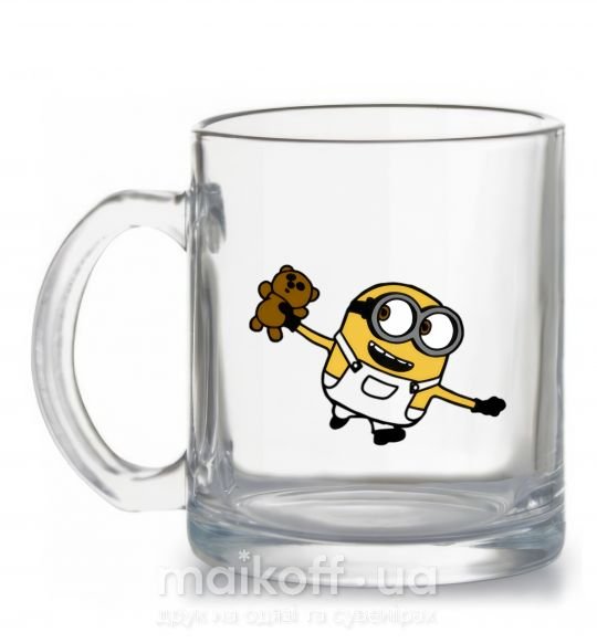 Чашка скляна Посіпака з ведмедиком Прозорий фото