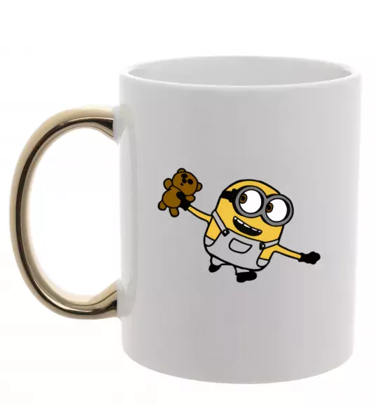 Чашка с цветной ручкой Посіпака з ведмедиком Золото фото