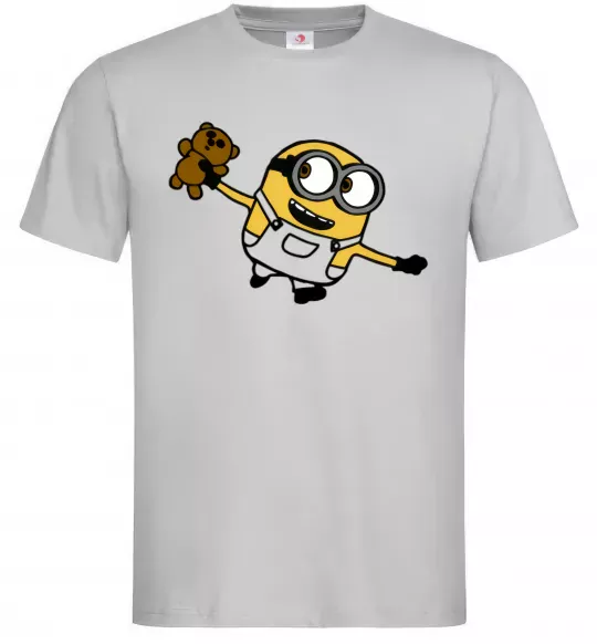 Мужская футболка Посіпака з ведмедиком Серый фото