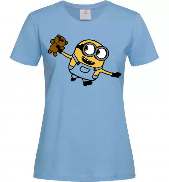 Жіноча футболка Посіпака з ведмедиком Блакитний фото