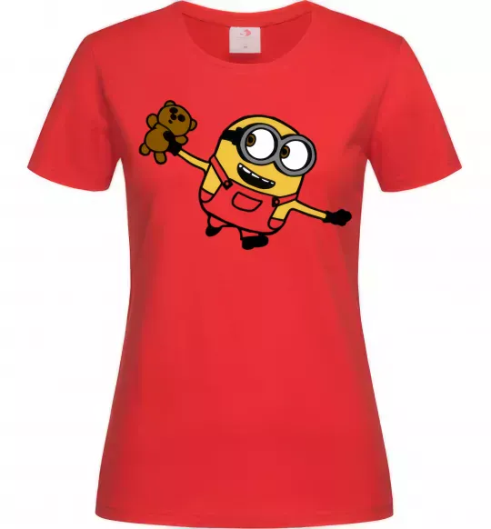 Жіноча футболка Посіпака з ведмедиком Червоний фото