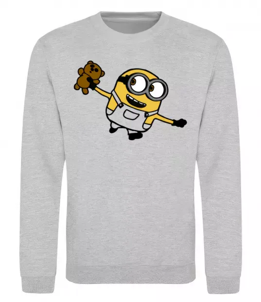 Світшот Посіпака з ведмедиком Сірий меланж фото