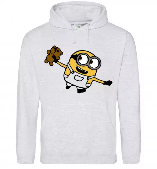 Чоловіча толстовка (худі) Посіпака з ведмедиком Сірий меланж фото