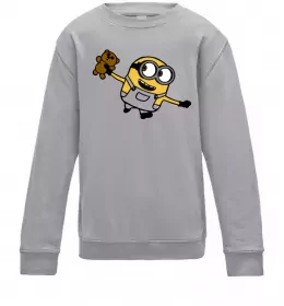 Детский Свитшот Посіпака з ведмедиком Серый меланж фото