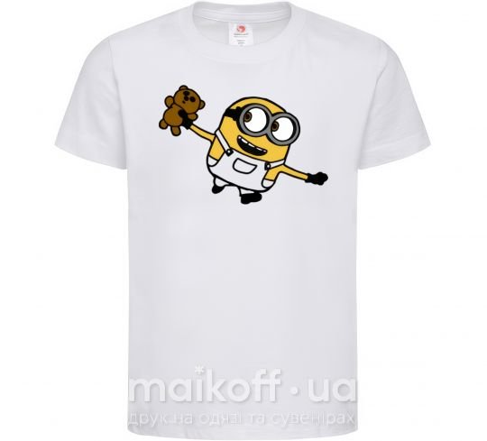 Детская футболка Посіпака з ведмедиком Белый фото