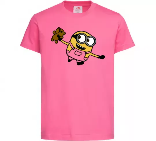 Детская футболка Посіпака з ведмедиком Ярко-розовый фото