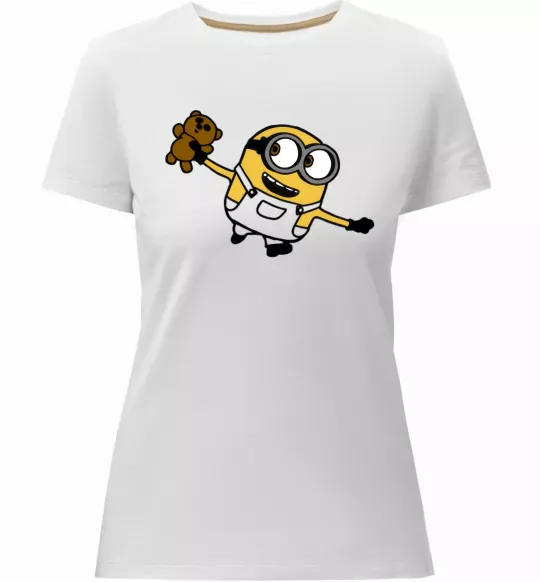 Жіноча преміум футболка Посіпака з ведмедиком Білий фото