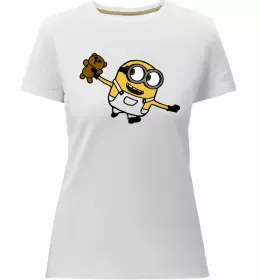 Жіноча преміум футболка Minions напис Білий фото