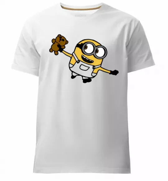 Мужская премиум футболка Посіпака з ведмедиком Белый фото