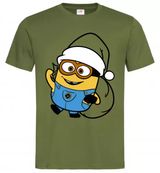 Чоловіча футболка Посіпака Новий Рік Оливковий фото