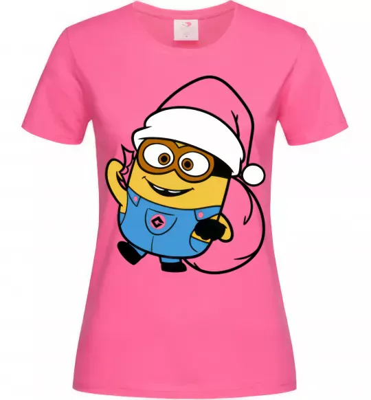 Жіноча футболка Посіпака Новий Рік Яскраво-рожевий фото