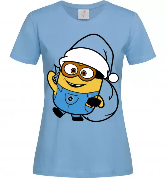 Жіноча футболка Посіпака Новий Рік Блакитний фото