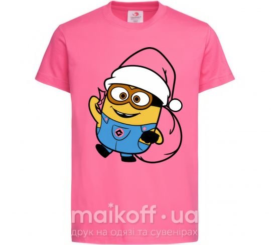 Дитяча футболка Посіпака Новий Рік Яскраво-рожевий фото
