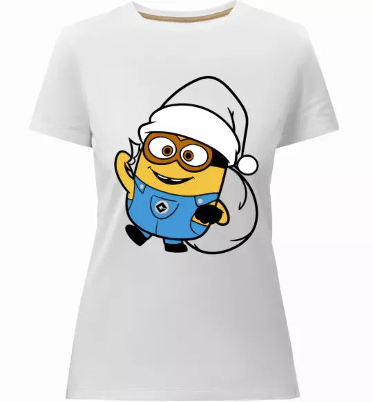 Жіноча преміум футболка Посіпака Новий Рік Білий фото