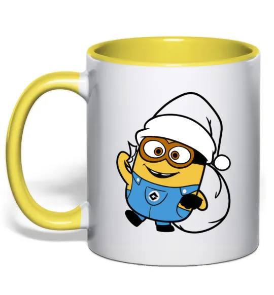 Чашка с цветной ручкой Посіпака Новий Рік Лимонный фото