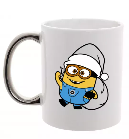 Чашка с цветной ручкой Посіпака Новий Рік Серебро фото