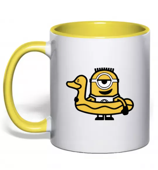 Чашка з кольоровою ручкою Міньйон качечка Сонячно жовтий фото
