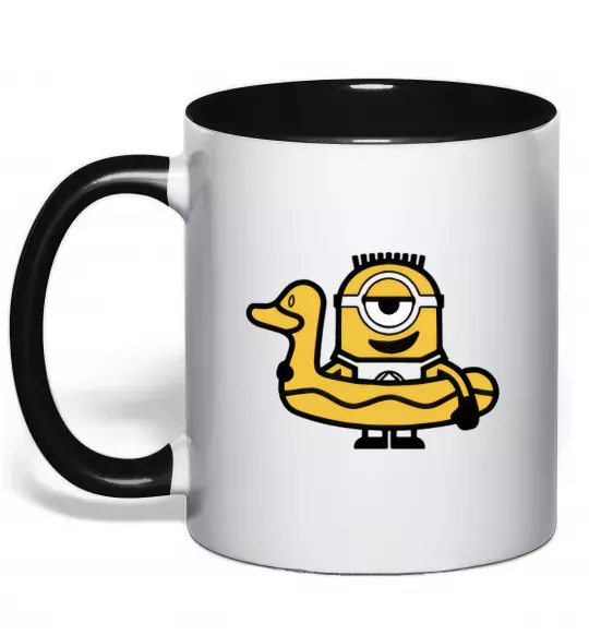 Чашка з кольоровою ручкою Міньйон качечка Чорний фото