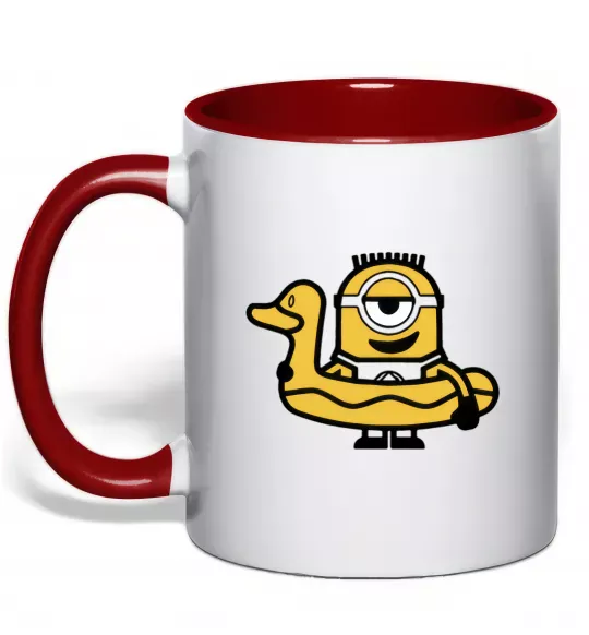 Чашка з кольоровою ручкою Міньйон качечка Червоний фото