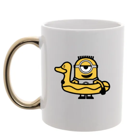 Чашка з кольоровою ручкою Міньйон качечка Золото фото
