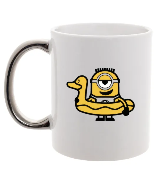 Чашка з кольоровою ручкою Міньйон качечка Срібло фото