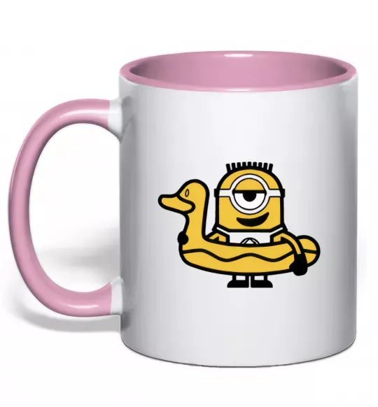 Чашка з кольоровою ручкою Міньйон качечка Ніжно рожевий фото