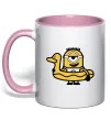 Чашка з кольоровою ручкою Міньйон качечка Ніжно рожевий фото
