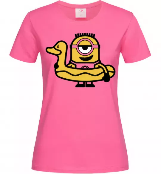 Женская футболка Міньйон качечка Ярко-розовый фото