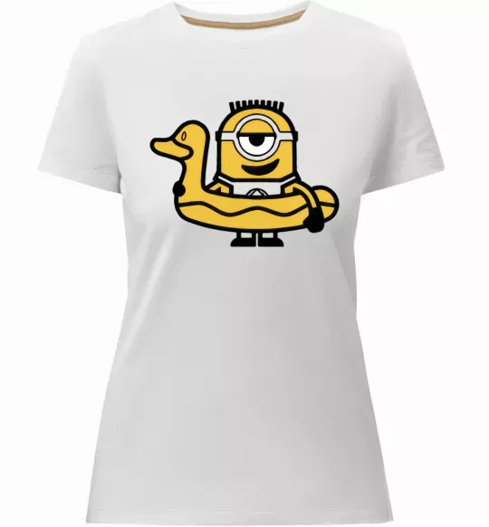 Жіноча преміум футболка Міньйон качечка Білий фото