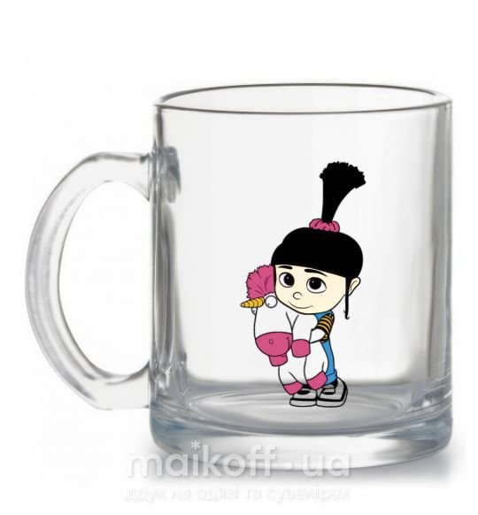 Чашка скляна Агнес с единорогом Прозорий фото