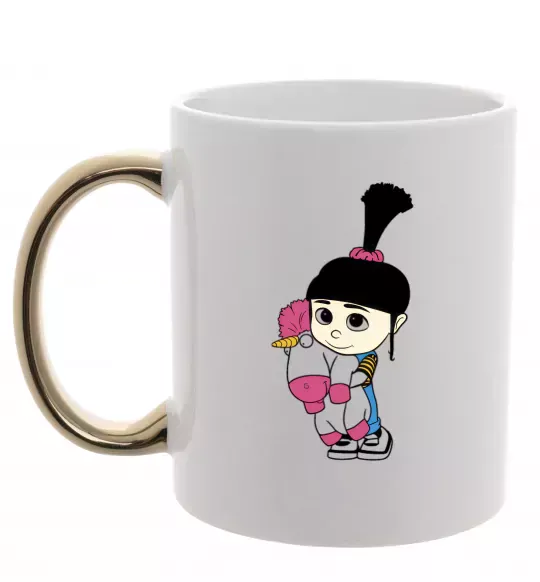 Чашка с цветной ручкой Агнес з єдинорогом Золото фото