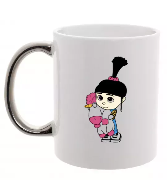 Чашка с цветной ручкой Агнес з єдинорогом Серебро фото