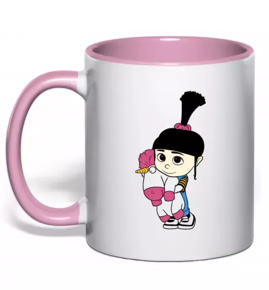 Чашка с цветной ручкой Агнес з єдинорогом Нежно розовый фото