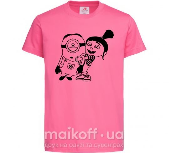 Дитяча футболка Агнес и миньон Яскраво-рожевий фото