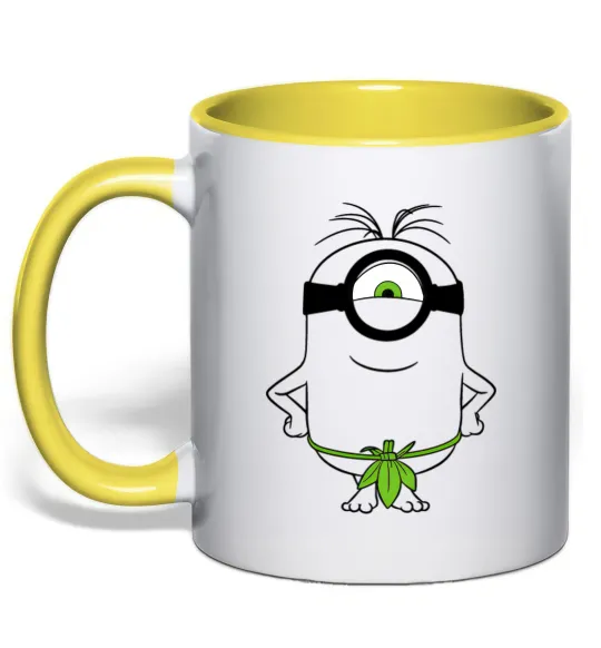 Чашка с цветной ручкой Міньйон островитянин Лимонный фото
