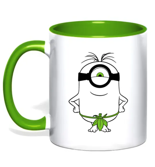 Чашка с цветной ручкой Міньйон островитянин Лаймовый фото